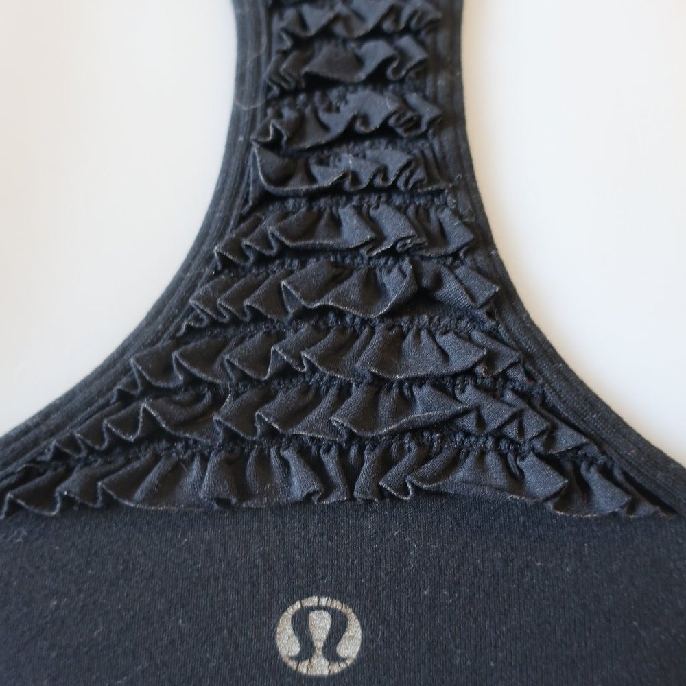 LULULEMON BLACK RUFFLE CINCH BACK TANK TOP 4 - Picture 5 of 7